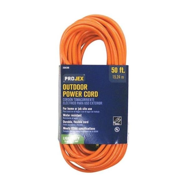 Projex SPT-3 Extension Cord, 16 AWG, Indoor/Outdoor, 1 Outlets, Orange, 50 ft 3504396 - main